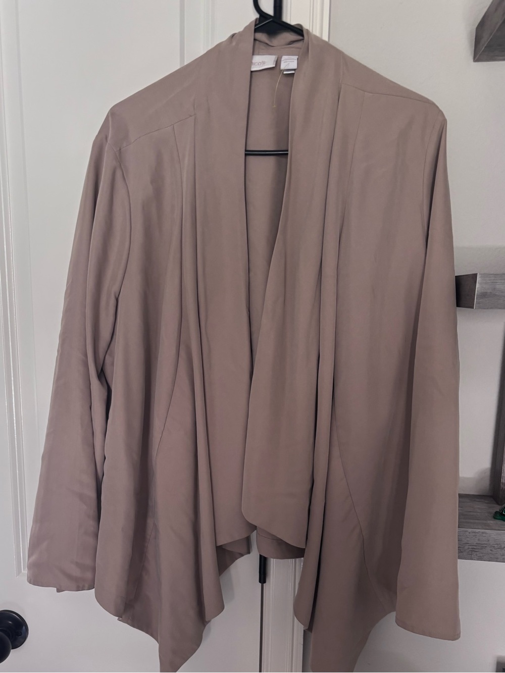 Chico's Taupe Draped Open-Front Blazer